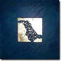 07 blu foglia d'oro 50x50  olio su tela